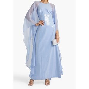 HALSTON LIGHT BLUE SEQUIN DRESS